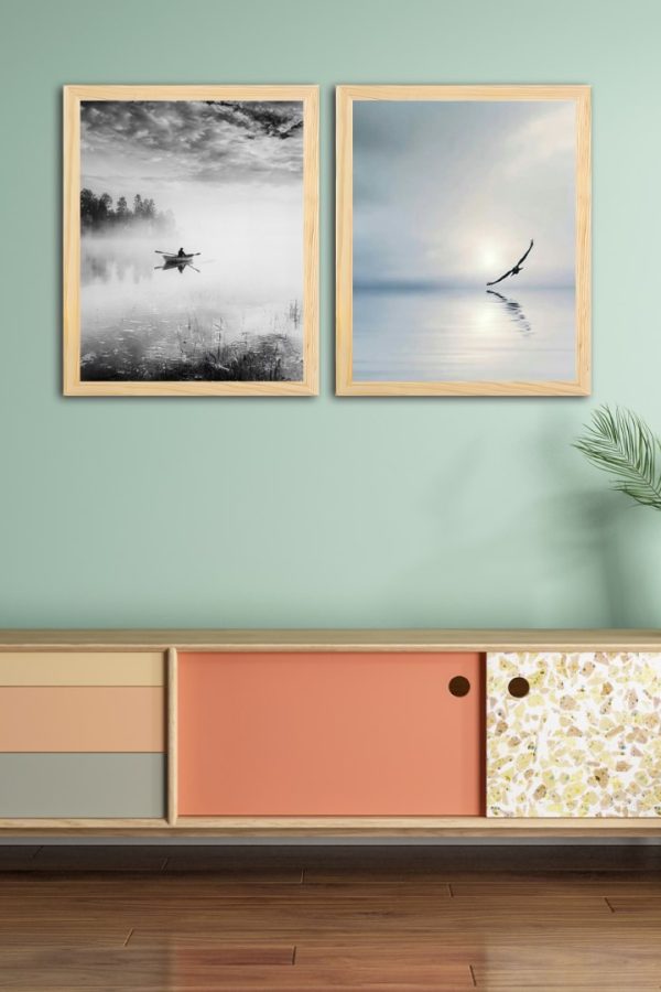 Frame Serisi Ahşap Çerçeveli 2'Li Tablo Uv Baskı 33*40 FE5-E