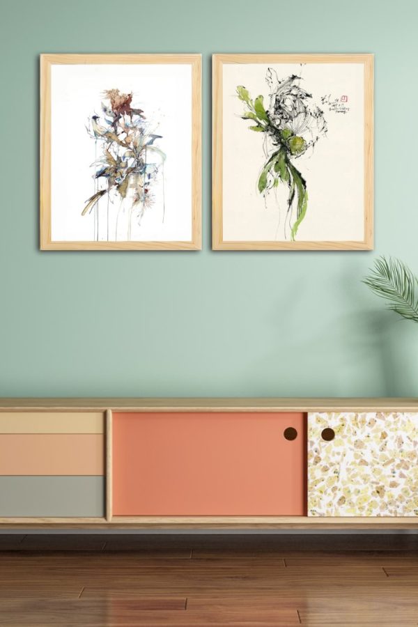 Frame Serisi Ahşap Çerçeveli 2'Li Tablo Uv Baskı 33*40 FE5-F