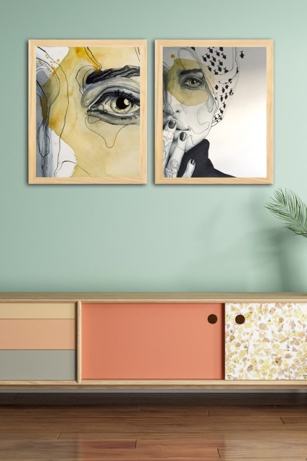 Frame Serisi Ahşap Çerçeveli 2'Li Tablo Uv Baskı 33*40 FE5-B