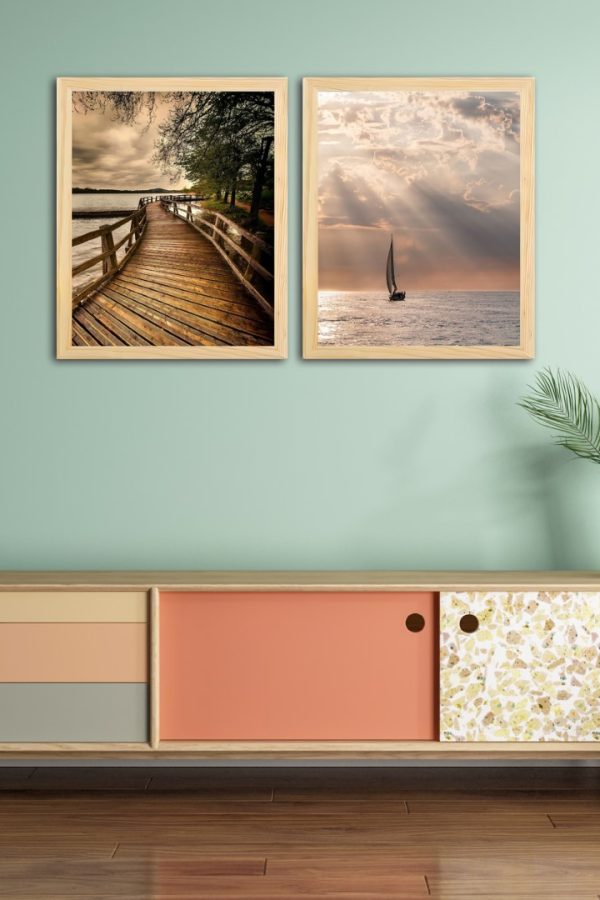 Frame Serisi Ahşap Çerçeveli 2'Li Tablo Uv Baskı 33*40 FE5-I