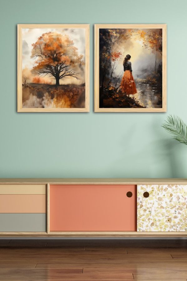 Frame Serisi Ahşap Çerçeveli 2'Li Tablo Uv Baskı 33*40 FE5-J