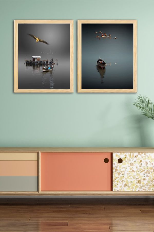 Frame Serisi Ahşap Çerçeveli 2'Li Tablo Uv Baskı 33*40 FE5-L