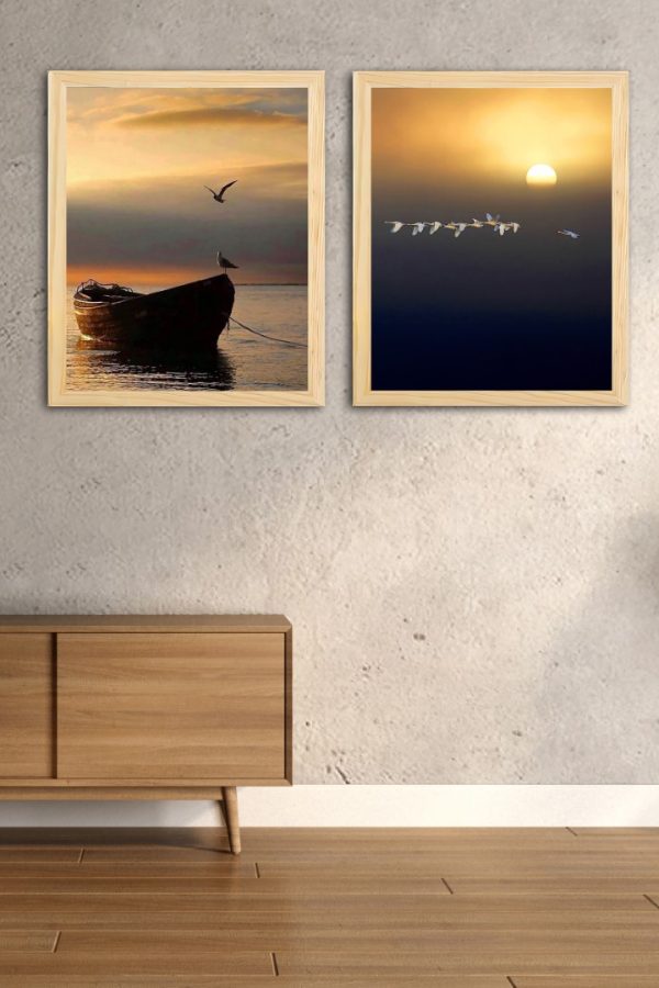 Frame Serisi Ahşap Çerçeveli 2'Li Tablo Uv Baskı 33*40 FE5-N