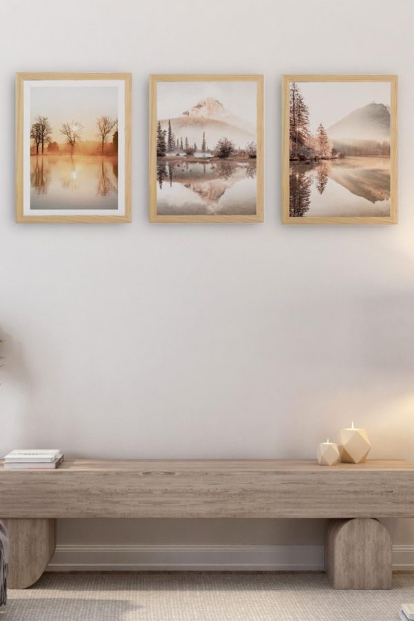 Frame Serisi Ahşap Çerçeveli 3'Lü Tablo Uv Baskı 25*35 FE3-B