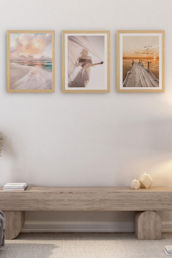 Frame Serisi Ahşap Çerçeveli 3'Lü Tablo Uv Baskı 25*35 FE3-E