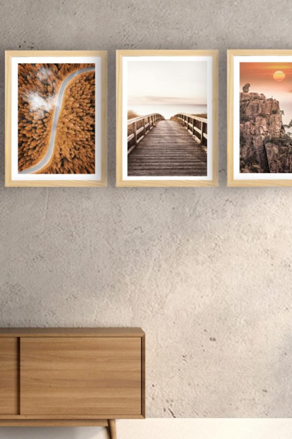 Frame Serisi Ahşap Çerçeveli 3'Lü Tablo Uv Baskı 25*35 FE3-G