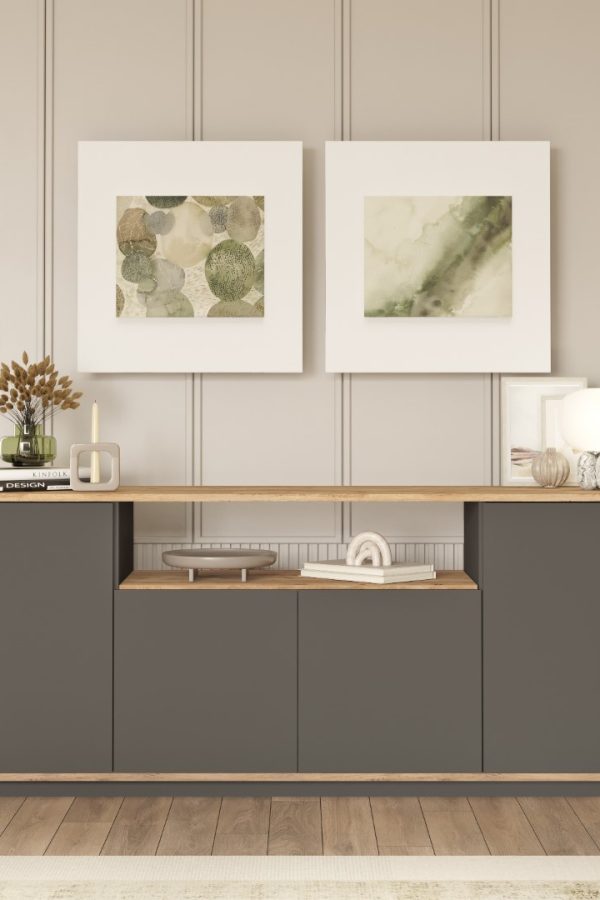 Future Konsol 4 Kapaklı Raflı 180cm Çam-Antrasit FR15-AA