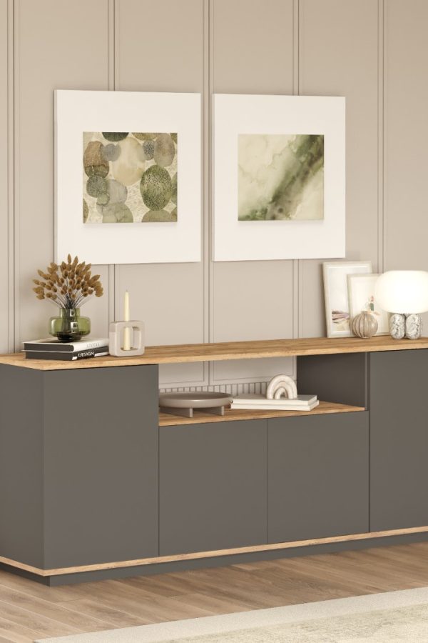 Future Konsol 4 Kapaklı Raflı 180cm Çam-Antrasit FR15-AA