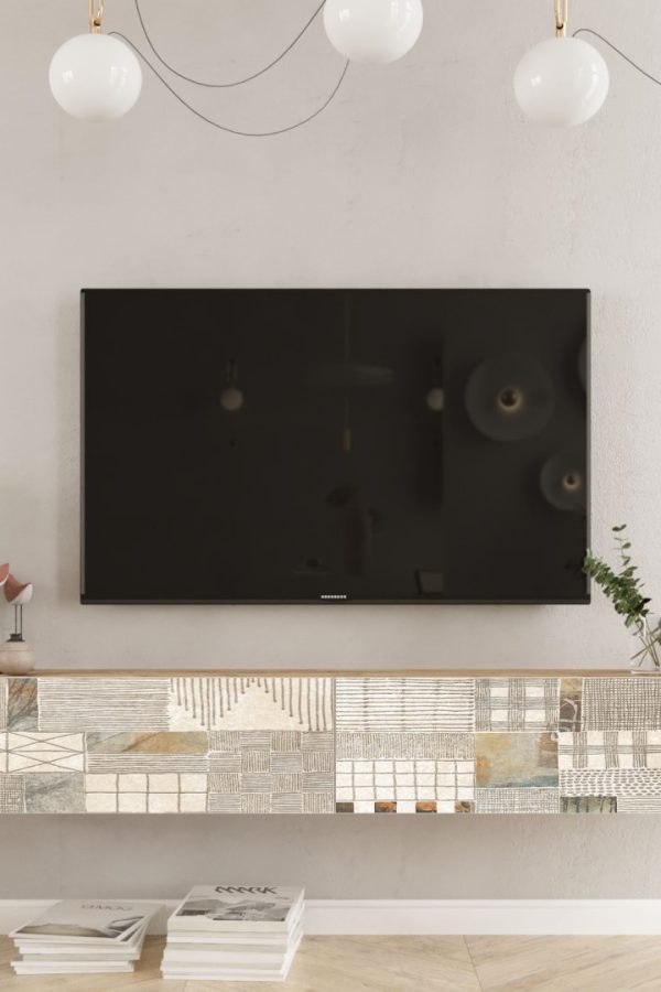 Future Tv Ünitesi Çam-Beyaz Uv Baskı FR8-AWU