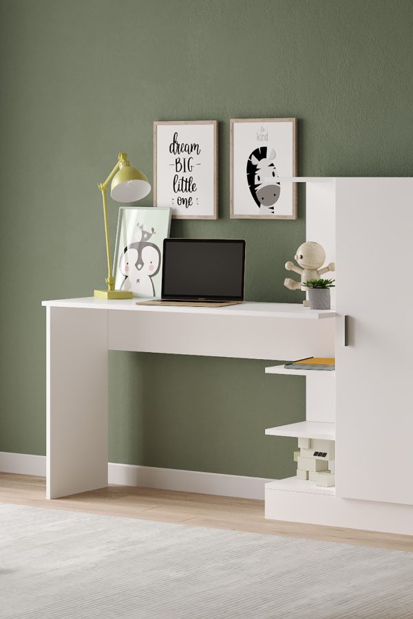 Laura Çalışma Masası Kitaplık Raf Beyaz CT2-W