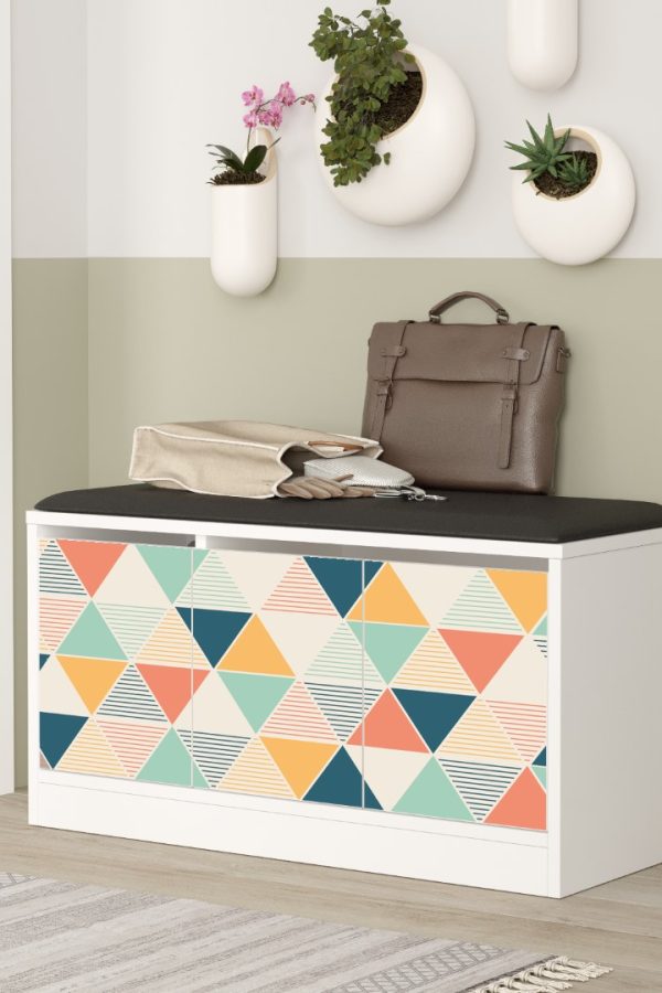 More Puflu Ayakkabılık 3 Kapaklı Dolap 90cm Beyaz Uv Baskı MR2-WU