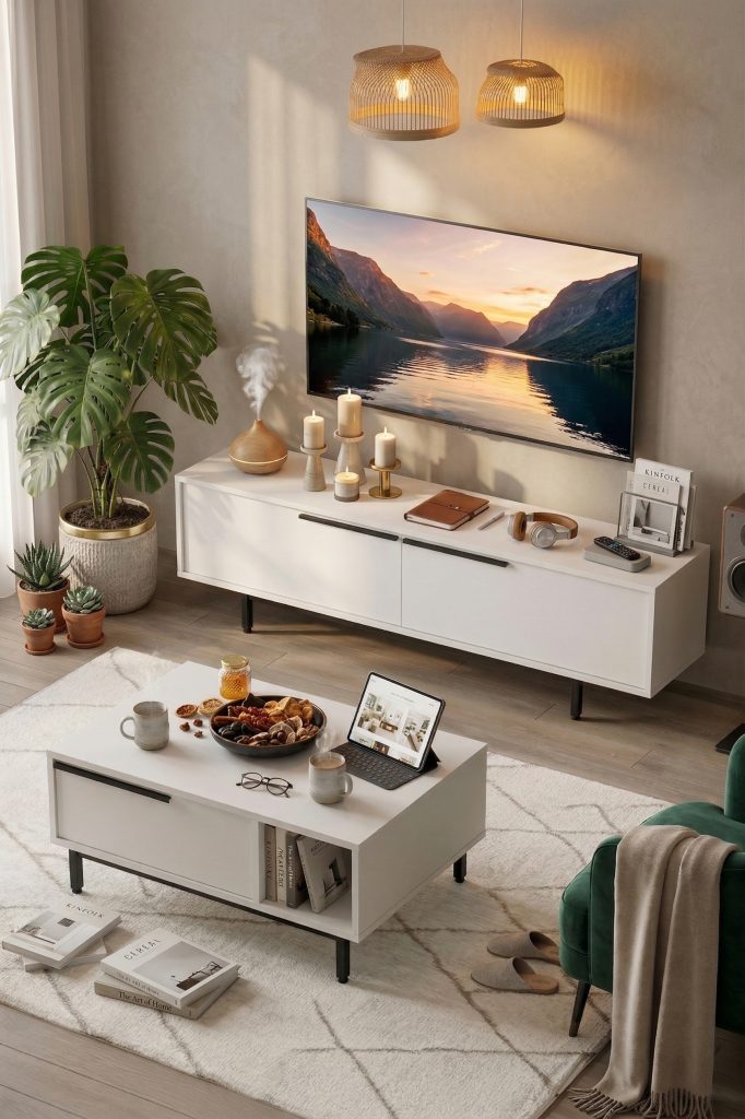 Ocean Tv Ünitesi Orta Sehpa 2'Li Set Beyaz ON19-W