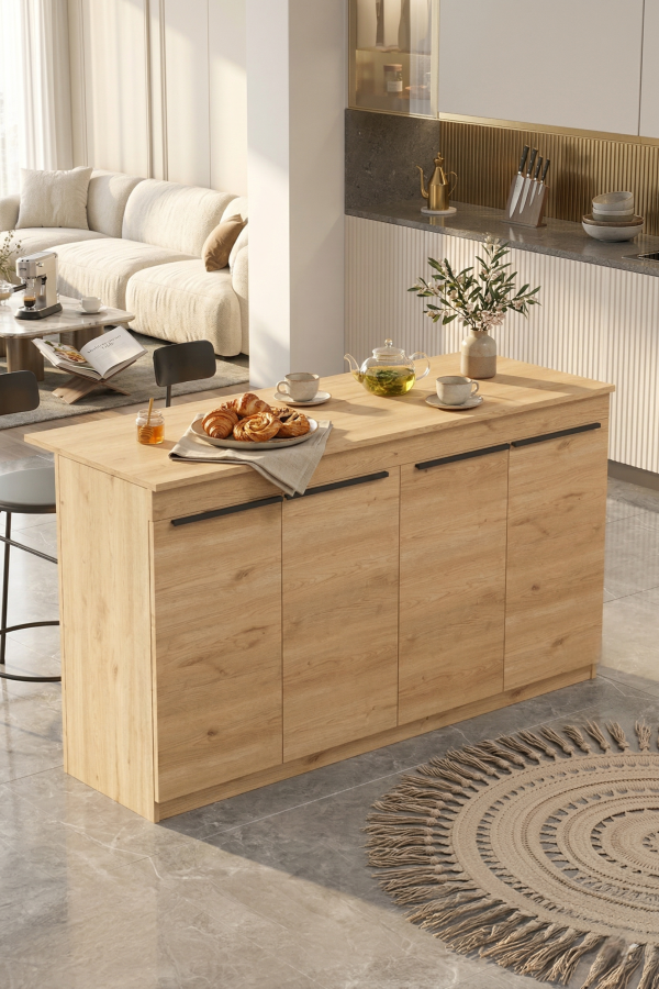 Orren Ada Mutfak Yemek Masası 4 Kapaklı 160cm Sepet OR1-S