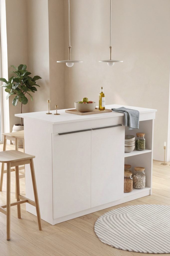 Orren Ada Mutfak Yemek Masası 2 Kapaklı 120cm Beyaz OR2-W