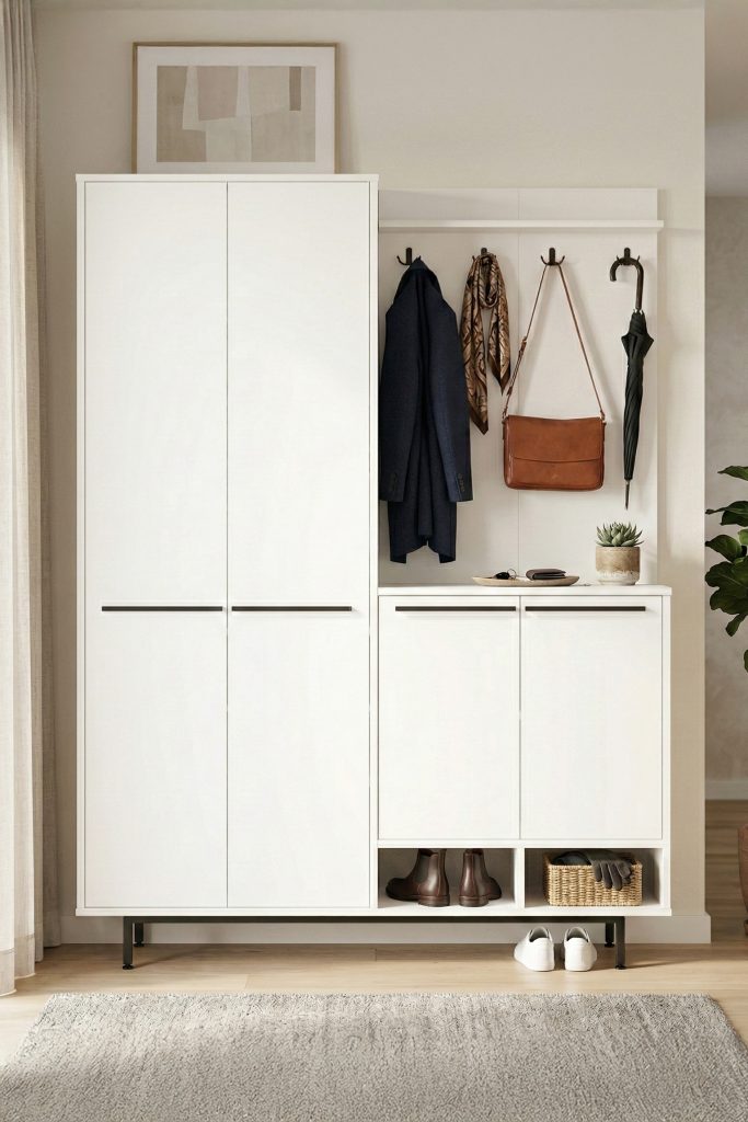 Oasis Portmanto Vestiyer Ayakkabılık Metal Ayaklı Beyaz OS1-W