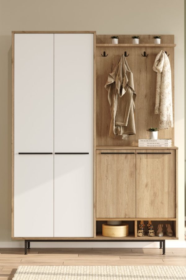 Oasis Portmanto Vestiyer Ayakkabılık Metal Ayaklı Sepet-Beyaz