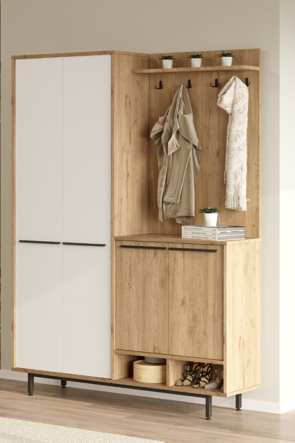 Oasis Portmanto Vestiyer Ayakkabılık Metal Ayaklı Sepet-Beyaz OS1-SW