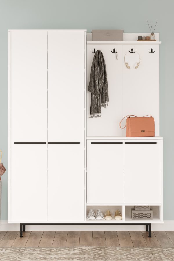 Oasis Portmanto Vestiyer Ayakkabılık Metal Ayaklı Beyaz