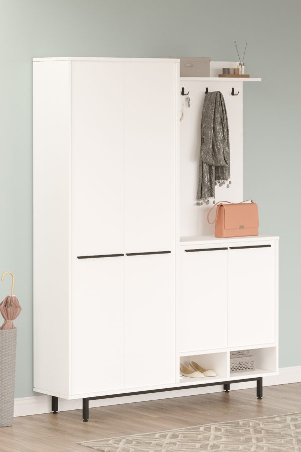 Oasis Portmanto Vestiyer Ayakkabılık Metal Ayaklı Beyaz OS1-W