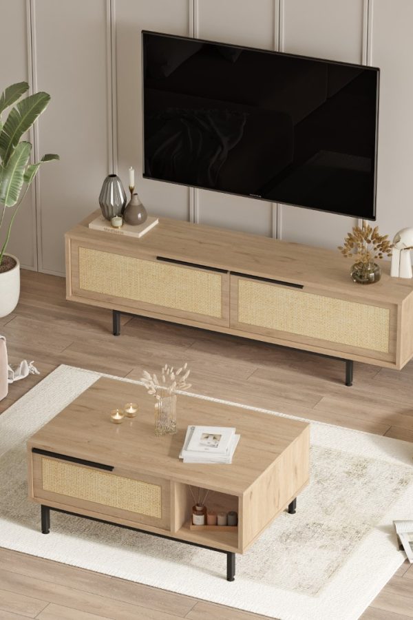 Ocean Tv Ünitesi Orta Sehpa 2'Li Set Sepet-Uv Baskı Jüt ON19-SU