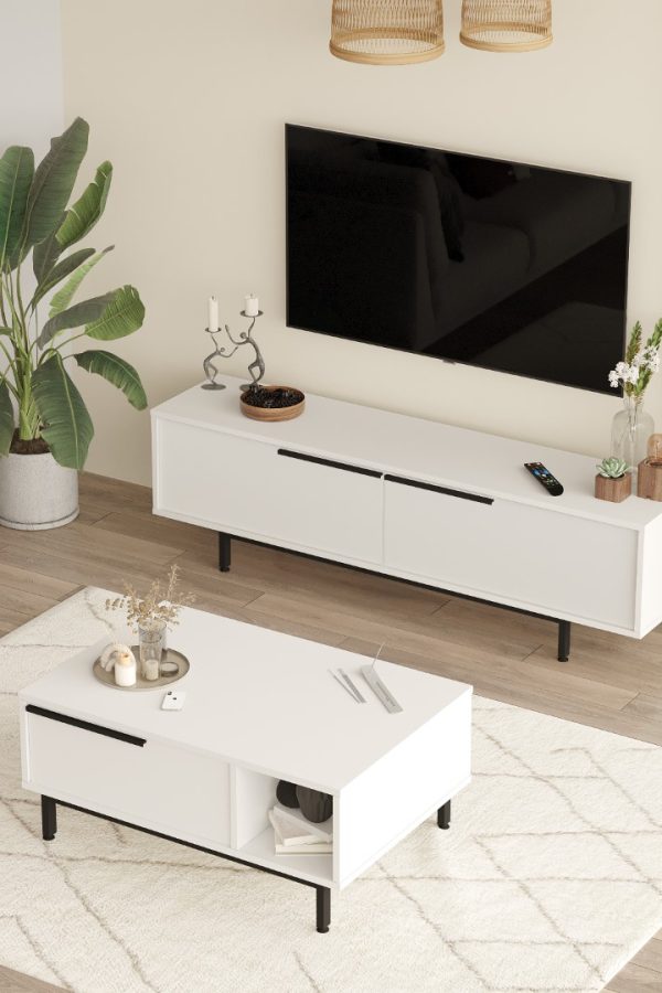 Ocean Tv Ünitesi Orta Sehpa 2'Li Set Beyaz ON19-W