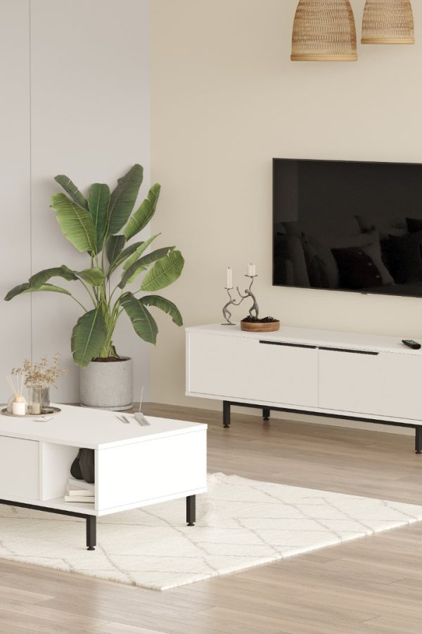 Ocean Tv Ünitesi Orta Sehpa 2'Li Set Beyaz ON19-W