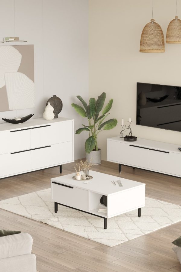 Ocean Tv Ünitesi Orta Sehpa Konsol 3'Lü Set Beyaz ON20-W