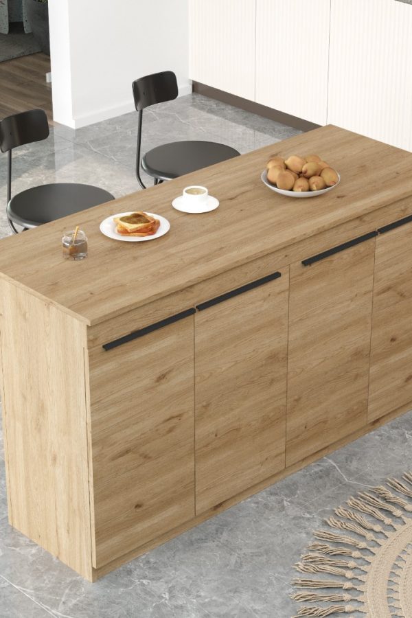 Orren Ada Mutfak Yemek Masası 4 Kapaklı 160cm Sepet OR1-S