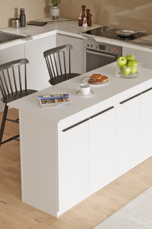 Orren Ada Mutfak Yemek Masası 4 Kapaklı 160cm Beyaz OR1-W