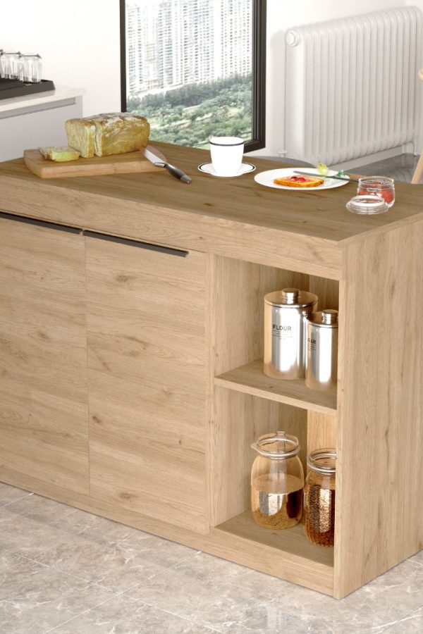 Orren Ada Mutfak Yemek Masası 2 Kapaklı 120cm Sepet OR2-S