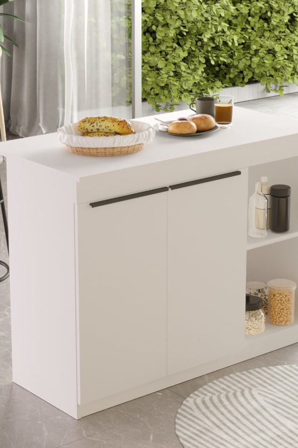 Orren Ada Mutfak Yemek Masası 2 Kapaklı 120cm Beyaz OR2-W