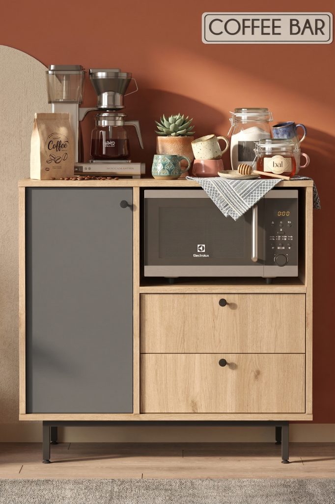 Royce Serisi Kahve Köşesi Çok Amaçlı Dolap Mutfak Dolabı Sepet-Antrasit RE1-SA