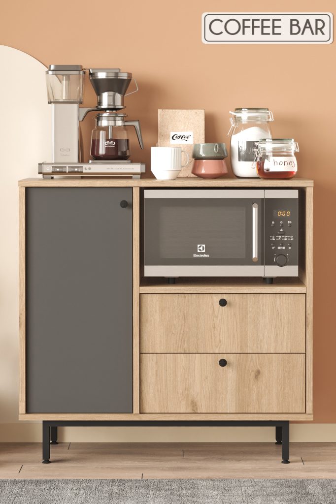 Royce Serisi Kahve Köşesi Çok Amaçlı Dolap Mutfak Dolabı Sepet-Antrasit RE1-SA