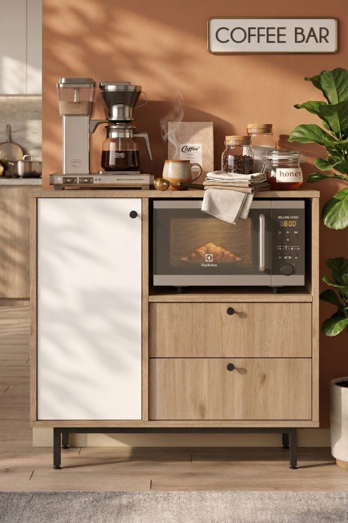 Royce Serisi Kahve Köşesi Çok Amaçlı Dolap Mutfak Dolabı Sepet-Beyaz RE1-SW