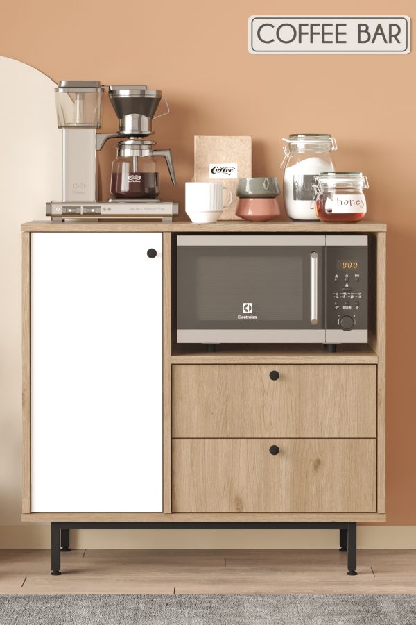 Royce Serisi Kahve Köşesi Çok Amaçlı Dolap Mutfak Dolabı Sepet-Beyaz RE1-SW