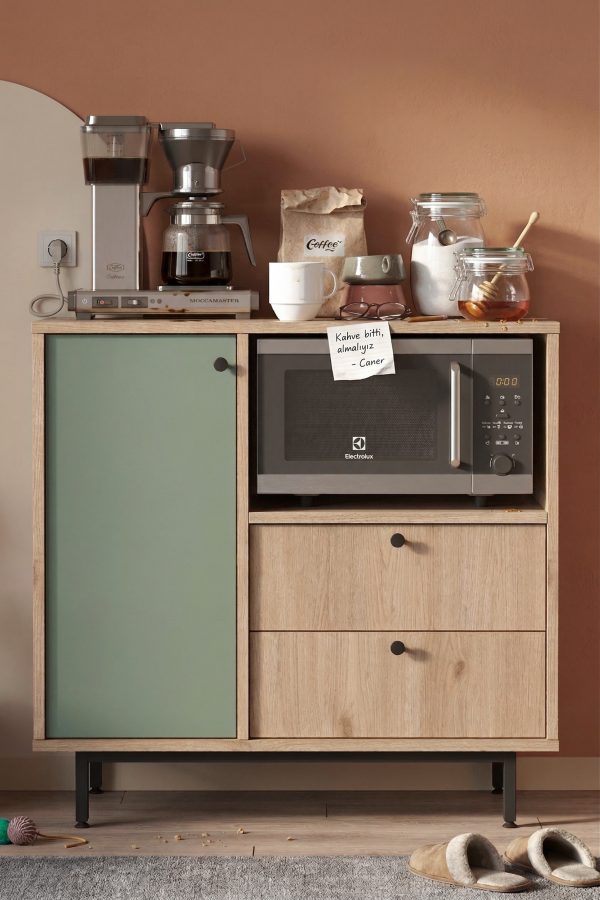 Royce Serisi Kahve Köşesi Çok Amaçlı Dolap Mutfak Dolabı Sepet-Ihlamur Yeşili RE1-SY