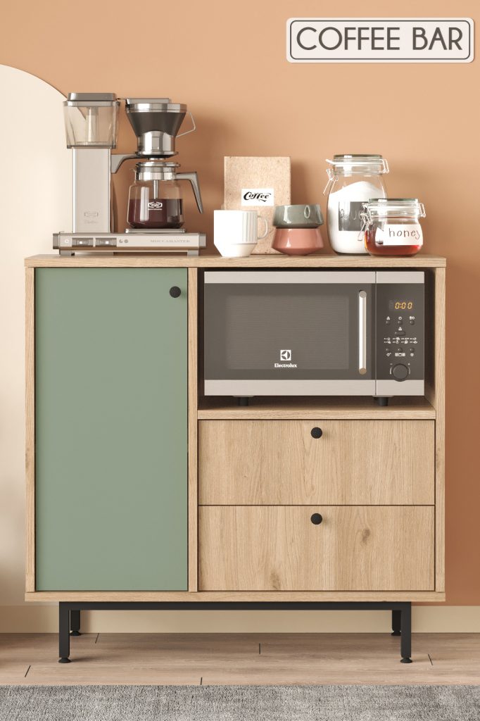 Royce Serisi Kahve Köşesi Çok Amaçlı Dolap Mutfak Dolabı Sepet-Ihlamur Yeşili RE1-SY