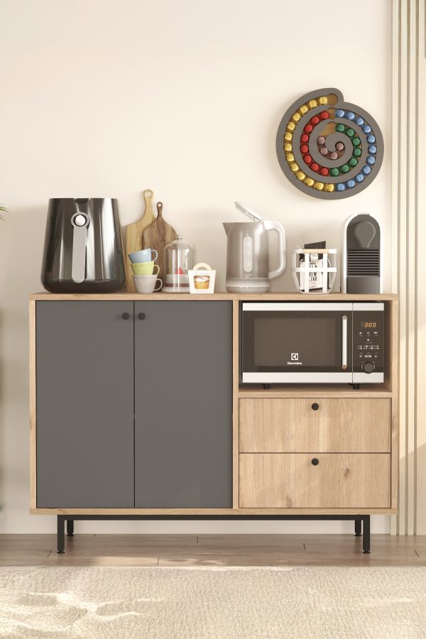 Royce Serisi Kahve Köşesi Çok Amaçlı Dolap Mutfak Dolabı Sepet-Antrasit RE2-SA