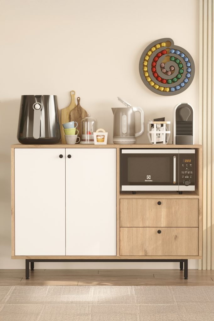 Royce Serisi Kahve Köşesi Çok Amaçlı Dolap Mutfak Dolabı Sepet-Beyaz RE2-SW