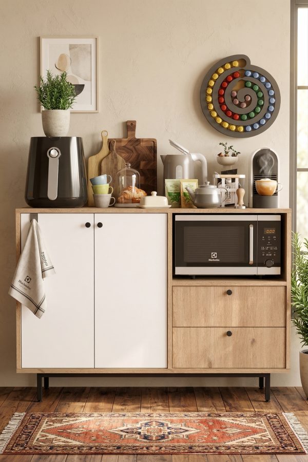 Royce Serisi Kahve Köşesi Çok Amaçlı Dolap Mutfak Dolabı Sepet-Beyaz RE2-SW