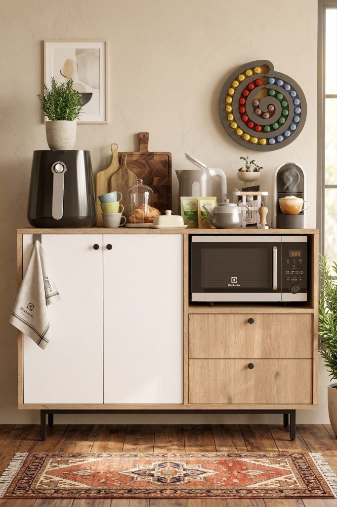 Royce Serisi Kahve Köşesi Çok Amaçlı Dolap Mutfak Dolabı Sepet-Beyaz RE2-SW