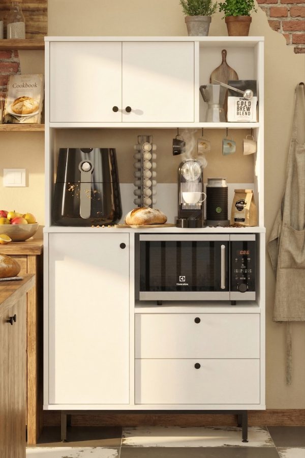 Royce Serisi Kahve Köşesi Çok Amaçlı Dolap Mutfak Dolabı Beyaz RE3-W