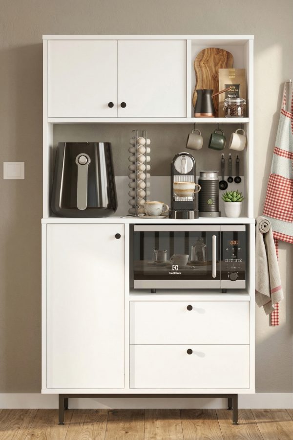 Royce Serisi Kahve Köşesi Çok Amaçlı Dolap Mutfak Dolabı Beyaz RE3-W