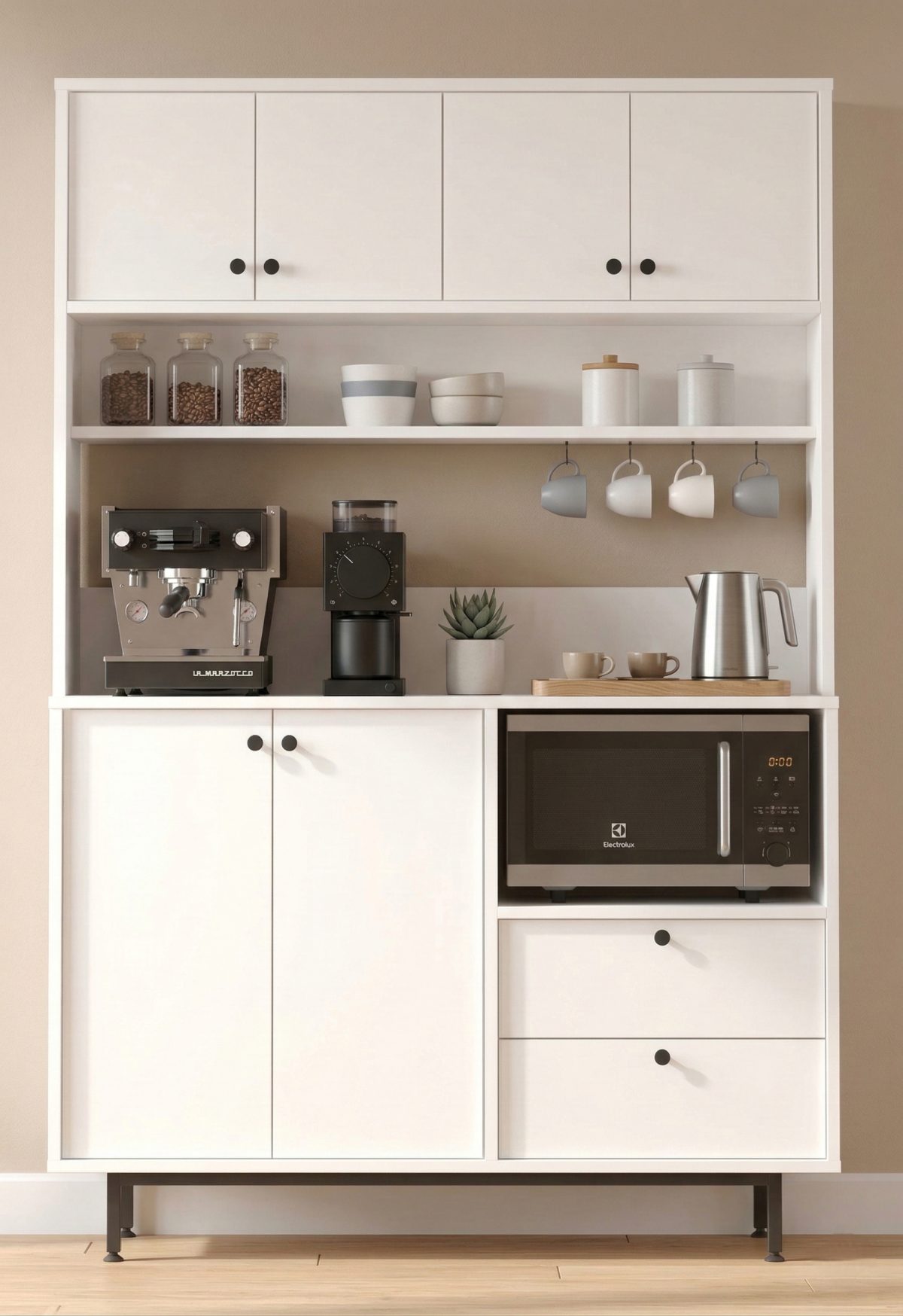 Royce Serisi Kahve Köşesi Çok Amaçlı Dolap Mutfak Dolabı Beyaz RE5-W