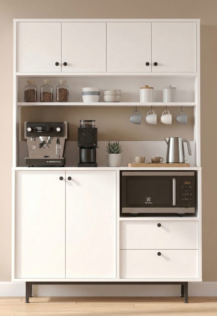 Royce Serisi Kahve Köşesi Çok Amaçlı Dolap Mutfak Dolabı Beyaz RE5-W