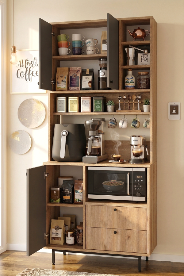 Royce Serisi Kahve Köşesi Çok Amaçlı Dolap Mutfak Dolabı Sepet-Antrasit RE6-SA