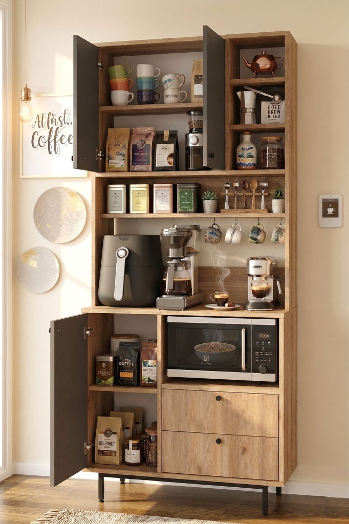 Royce Serisi Kahve Köşesi Çok Amaçlı Dolap Mutfak Dolabı Sepet-Antrasit RE6-SA