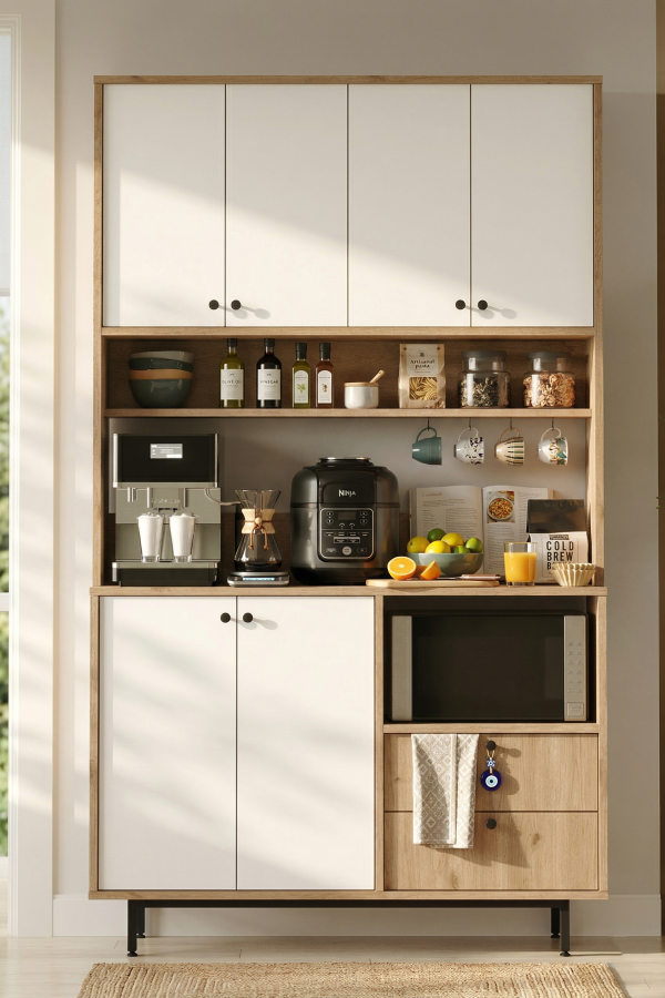 Royce Serisi Kahve Köşesi Çok Amaçlı Dolap Mutfak Dolabı Sepet-Beyaz RE7-SW