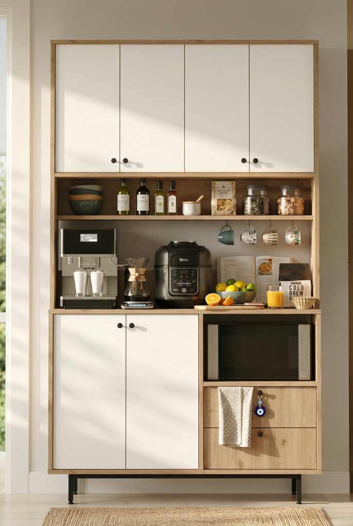 Royce Serisi Kahve Köşesi Çok Amaçlı Dolap Mutfak Dolabı Sepet-Beyaz RE7-SW