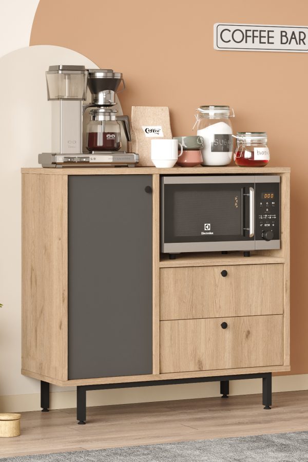 Royce Serisi Kahve Köşesi Çok Amaçlı Dolap Mutfak Dolabı Sepet-Antrasit RE1-SA